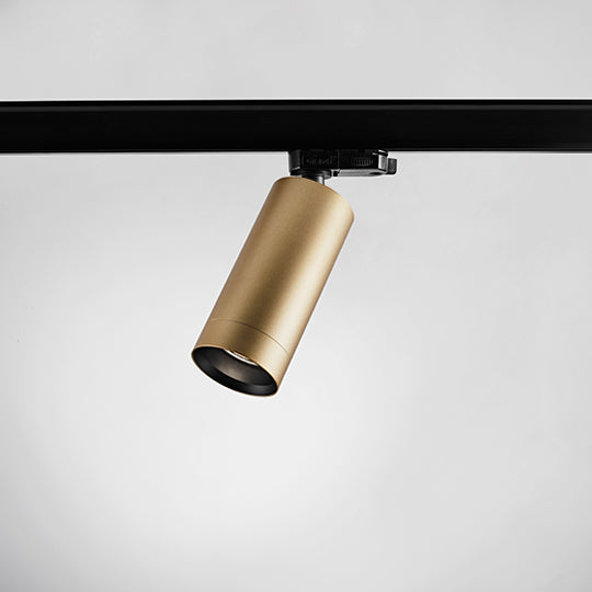 DLS Lighting, 3-Phasen-Stromschienenstrahler Reed, Messing-Schwarz, professionelle Schienenbeleuchtung