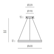 Gea Luce, Pendelleuchte Franja 1-flammig, Zeichnung, technische Lichtplanung