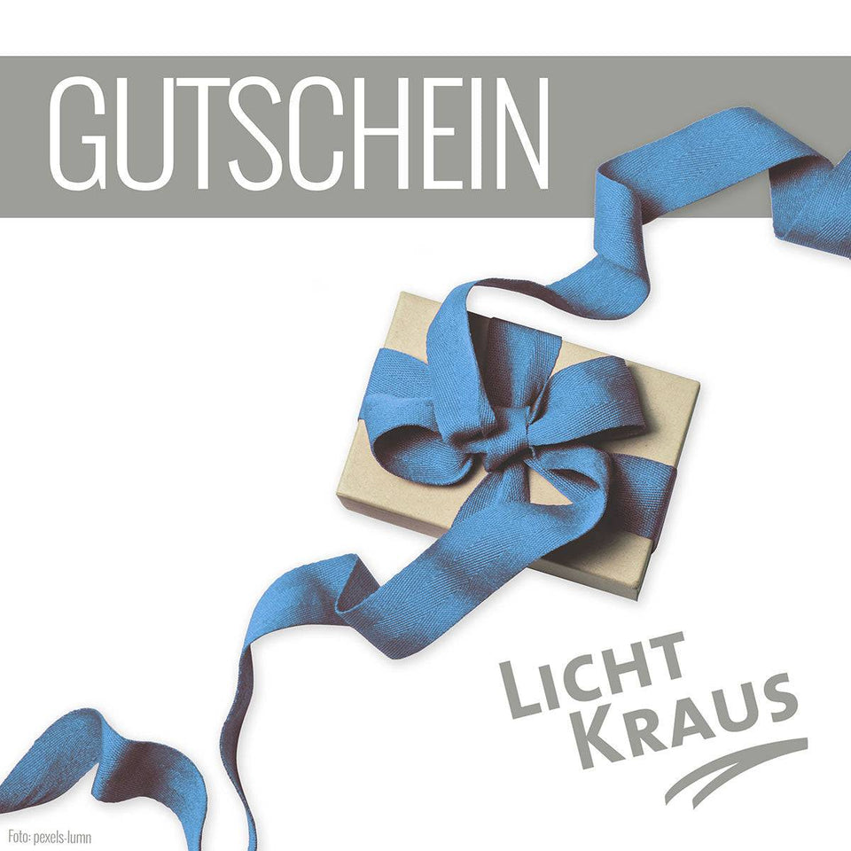 Licht-Kraus Geschenkgutschein mit blauer Schleife