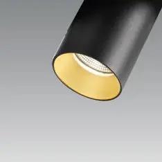 DLS Lighting, 3-Phasen-Stromschienenstrahler Reed, Schwarz-Gold, moderne Lichtlösung