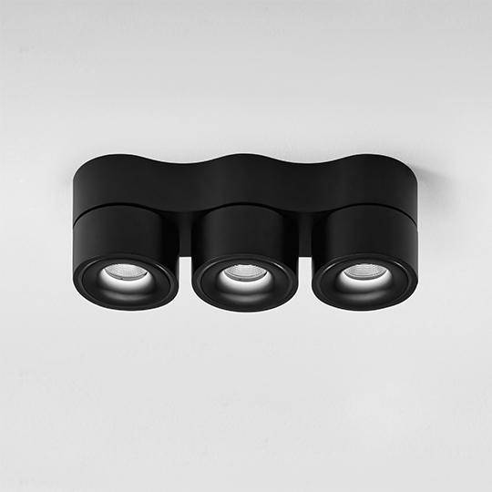 DLS Clippo Trio Aufbaustrahler, schwarz, Vorderansicht