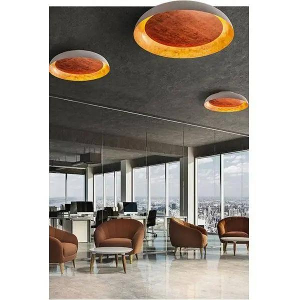 Deckenleuchte Eclissi Ø 75 cm, weiss, Innen Blattkupfer