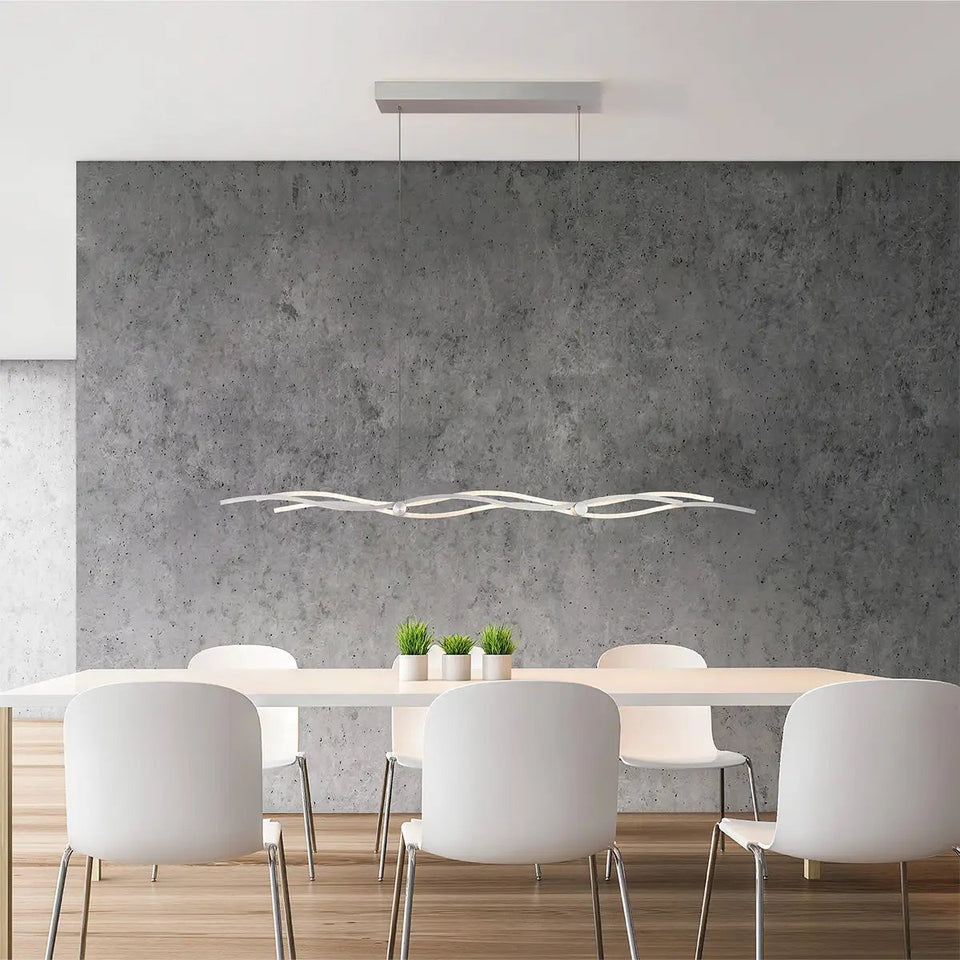 Escale, Pendelleuchte Silk 2.0, 120cm Aluminium Detail, hochwertige Esstischbeleuchtung