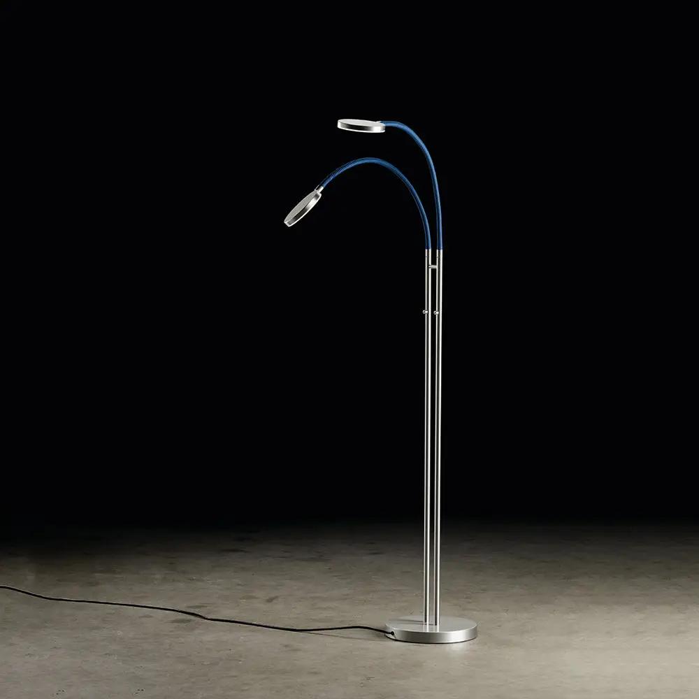Holtkötter, Leseleuchte Flex Twin, Aluminium Blau, stilvolle Lichtlösung
