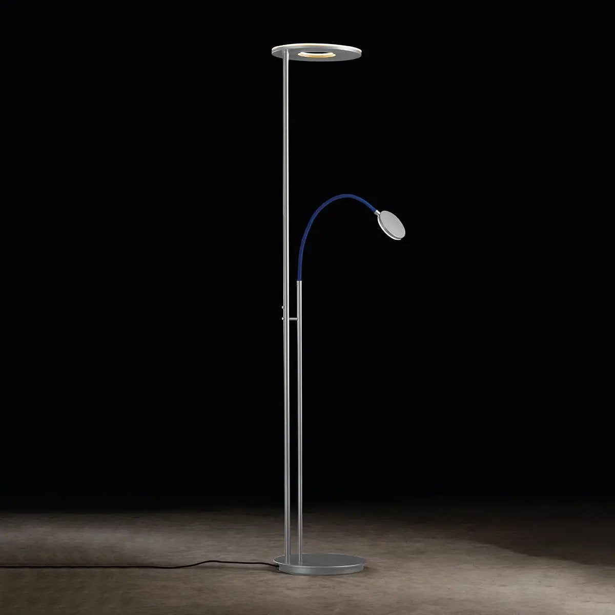 Holtkötter, Deckenfluter Nova Flex, Aluminium-Blau, flexible Lichtlösung