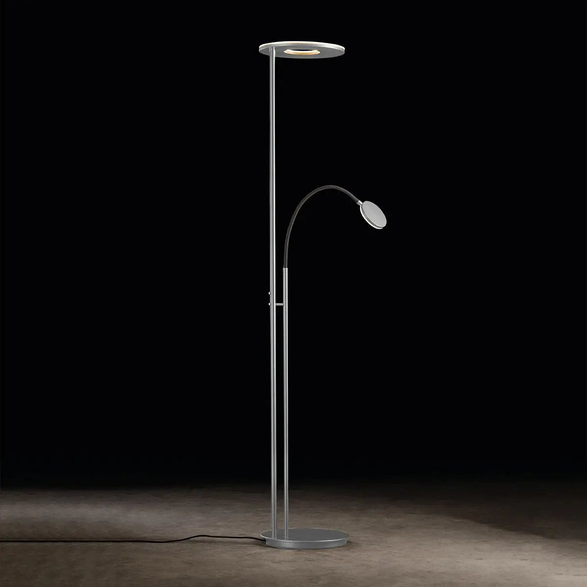 Holtkötter, Deckenfluter Nova Flex, Aluminium-Grau, moderne Stehleuchte