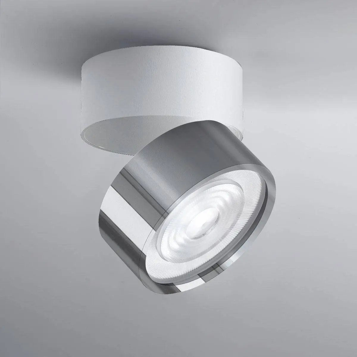LUX-IT, Aufbaustrahler Swing Out 15,5W, Weiss-Chrom, moderne Akzentbeleuchtung