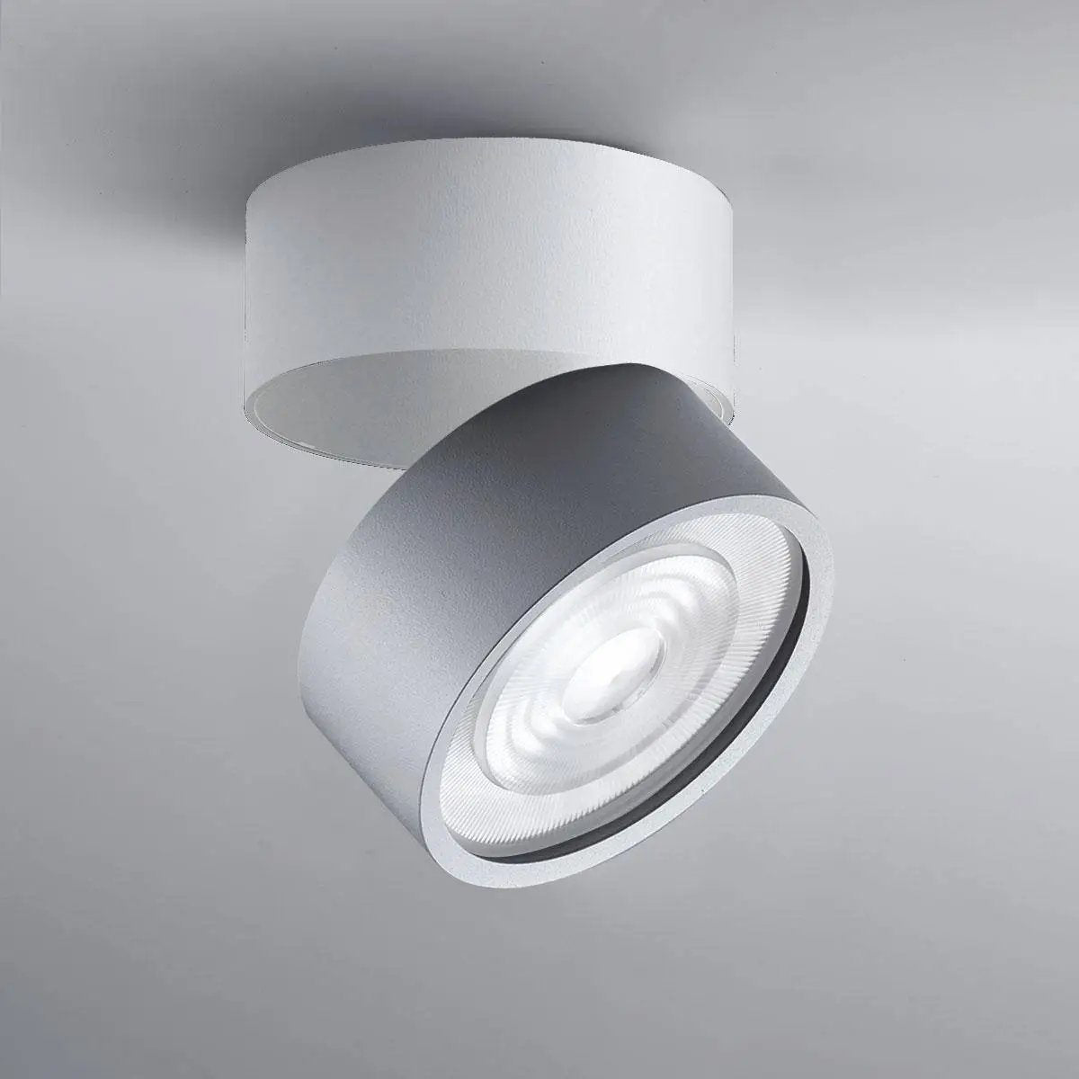 LUX-IT, Aufbaustrahler Swing Out 15,5W, Weiss-Grau, moderne Deckenbeleuchtung