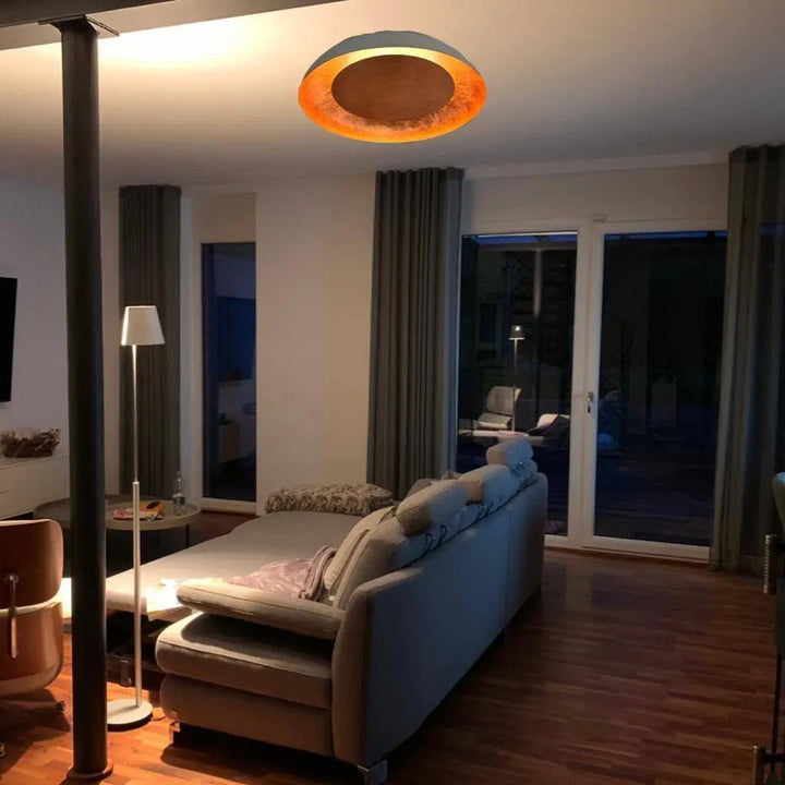 Deckenleuchte Eclissi Ø 75 cm, weiss, Innen Blattkupfer